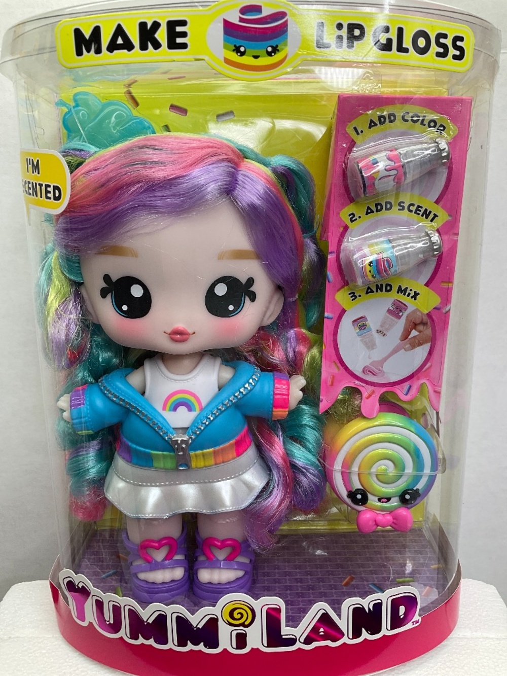 Yummiland Lip Gloss Doll (Skyler) Rainbow Belt, with Lip gloss kit ( 16 )